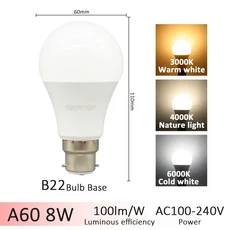 1-20pcs E27 B22 기본 LED 3 색상 조정 전구 AC110V 220V 3CCT(3000K 4000K 6000K) 메모리 기능 색온도 재, 09 8W B22, 02 1pcs, 01 AC100-240V