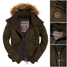 Superdry 極度乾燥 三排拉鍊 進階超細纖維 保暖防風連帽外套 軍綠, 1個