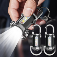 Ataasha 방수 열쇠고리 손전등 미니 휴대용 초강력 후레쉬 usb, 블랙, 2개