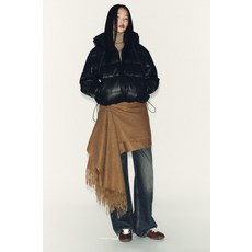 ZARA 페이크 레더 워터프루프 바람막이 패딩 아노락 - 블랙 3046/233/800 503419812