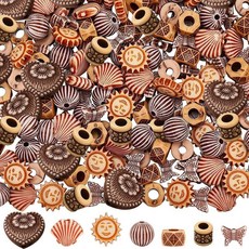 [ 1198245 ] 써니클루 1박스 약 246개 7가지 스타일 다양한 아크릴 비즈 벌크 보헤미안 나무 색상 햇빛 쉘 나비 큰 구멍 루즈 스페이서 주얼리 제작용 브레이드 용품, [ 1198245 ] 써니클루 1박스 약 246개 7가