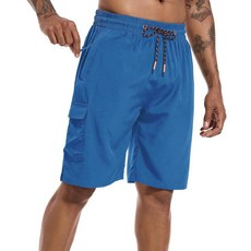 남성용 수영 트렁크 퀵 드라이 보드 반바지 지퍼 포켓 비치 반바지 남성용 수영복 - 메시 라이너 없음 피콕 블루 M