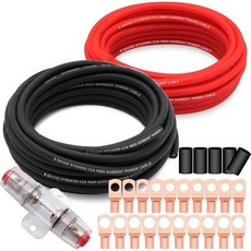 8 게이지 와이어 구리 피복 알루미늄 CCA 50피트 검은색/빨간색 8게이지 러그 포함 60A 퓨즈 홀더 및 히트 슈링크 튜브 - 배터리 전, AWG8_50FT-Red/Black
