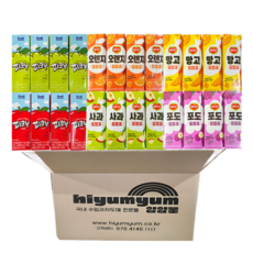 과일주스 드링크팩 6종 24팩(피크닉청포도4+사과4+델몬트오렌지4+망고4+사과4+포도4), 24개, 190L