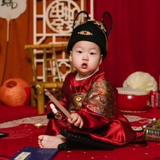 男童週歲禮服龍袍 新中式男童漢服套裝 兒童抓周唐裝 拜年生日明制漢服龍袍, 龍褂+白色義領+腰帶,80, 龍褂+白色義領+腰帶