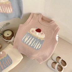 에이치제이 어린이 유아 아동 니트 조끼 컵케이크