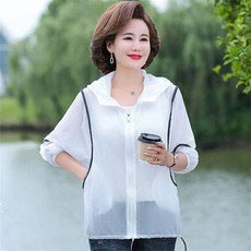 TIRA 여성용 경량 방풍 자외선차단 후드 집업 자켓 여름 엄마 편안한 데일리 아우터