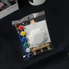 어린이를 위한 DIY 캔버스 페인팅 키트 - 사전으로 그린 ​​캔버스 페인트 도구 및 미니 나무 스탠드 이상적, 02 2pcs  B9550A2pcs