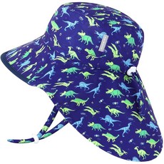 Duoyeree 자외선 차단 유아용 햇빛 차단 모자 - UPF 50+ 아동용 해변 및 여름 모자 - 남아 및 여아용 넓은 챙 모자 1b3-로즈, 5-12 Years, 1b4-bluedinos