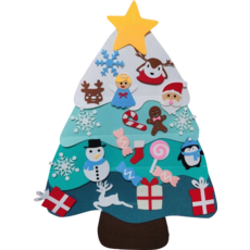 DIY毛氈聖誕樹 兒童益智玩具 節慶裝飾 創意DIY 聖誕禮物, D藍綠色【毛氈聖誕樹】附串燈.