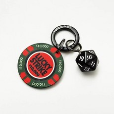 LuckyStrike好彩陶瓷籌碼骰子ins風鑰匙扣 燻黑金屬感吊飾 個性飾品 多面骰子吊飾 命運骰子包掛 台灣出貨, 1個