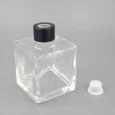 200ml 사각 투명 디퓨저 용기 캡+속마개포함, 1개, 블랙캡