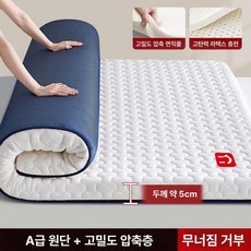 매트리스 토퍼 바닥 싱글 손님용 메모리폼 알러지케어 하드 접이식 수면매트, 1cm, 1단계 테크 딥슬립 미쓰비시 화이트블루 5cm