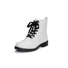 LISYIIZ 여성용 컴뱃 부츠 패션 앵클 부츠 사이드 지퍼 레이스업 슈즈 2025 가을 겨울용 블랙. 6