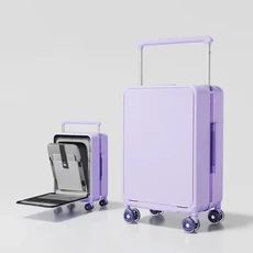 전면 개폐형 여행가방 깊은 수납공간 대용량 넓은 손잡이 회전 바퀴가 달린 트롤리 20/24인치 롤링 러, 01 20", 02 purple