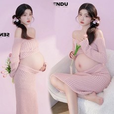 블랙 만삭 촬영 옷 오프숄더 임산부 투피스 사진 주수, 50번 상의 드레스