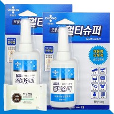 오공 멀티슈퍼 대용량 순간접착제 50g 2개(+휴대용 물티슈 1개)
