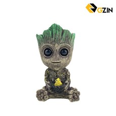 어항장식 꾸미기 수족관 플로팅 (기포기포함) 그루트, 1개, 병아리를 든 그루트