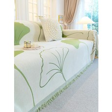 고양이 긁힘 방지 소파 커버 전면 사계절용 방석, 은행잎 그린