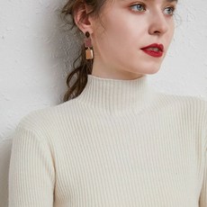 레드니트 골지니트 여성용 스웨터 블루 모의 터틀넥 니트티