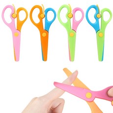 브레인버니 kc인증 어린이 안전가위 플라스틱 유아 양손, 핑크오렌지+그린핑크+블루오렌지+블루그린, 1세트