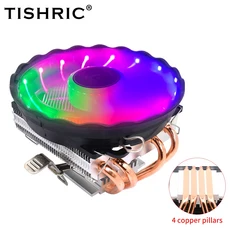 TISHRIC 4/6 히트 파이프 CPU 쿨러 팬 라디에이터 핀 PWM RGB 냉각 Intel LGA2011 115X 1700 775 X79 AM3, 08 1 Fan 4 Heat Pipes