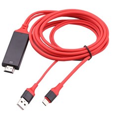 手機轉電視轉接線 HDMI 即插即用 安卓蘋果適用 1080P高清 視頻轉換線 小螢幕變大螢幕 同屏器, 紅色, 1個, 1 米