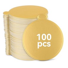 100팩 미니 케이크 보드 8.9cm(3.5인치) 디저트 페이스트리 무스 식품 등급 일회용 케이크 디스플레이 보드 결혼식 생일 파티 베이킹용 실버 원형 판지 컵케이