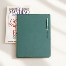 꼼꼬미 펜뷰 A5 노트패드 커버 가죽 메모패드, 1개, 더스티 그린
