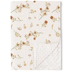 Konssy 유니 남아 여아용 아기 담요 모슬린 면 전면 및 도트 플리스 뒷면이 있는 매우 부드러운 아기방 밍키 신생아 침대 담요 158629, 포시