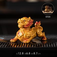 創意變色搖頭貔貅茶寵擺件茶桌茶盤裝飾招財茶玩茶臺茶道配件茶具, 1個, 搖頭貔貅變金