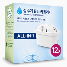 Klamol 필터(브리타 정수기 맥스트라 & 프로 필터 호환) 6입 브리타 호환 필터 물속 불순물 및 잡냄새 감소, 1세트, Klamol_K110_12x