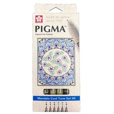 SAKURA PIGMA Manga Set 漫畫套裝組 - 多種筆尖選擇，防水防褪色，專業漫畫創作, 曼陀羅(冷色)｜XSDK05-MD6B, 1個