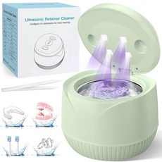 치과용 초음파 유지장치 세척기 45kHz 주파수 디지털 타이머 및 200ml 용량의 세척 포드 틀니 마우스가드 교정기 나이트가드 교정 장치 칫솔모 장신구의 딥 클리닝, 녹색