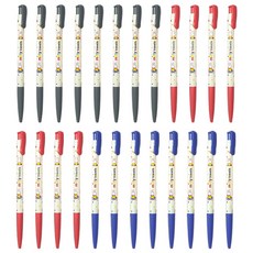 동아 미피 유성볼펜 0.5mm(하이브리드 잉크) 1다스, 24개, 블랙8개+레드8개+블루8개