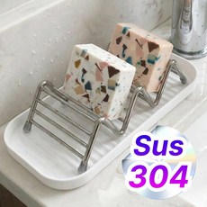 디포아 물빠짐 욕실 비누 받침대 스텐 304, 화이트, 1개