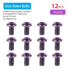 자전거 디스크 브레이크 로터 스틸 스크류 볼트 M5x9mm MTB, Purple  12P, 1개, China Mainland