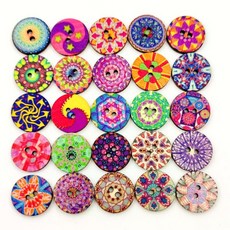 장식 나무 수공예 단추 바느질 의류 개 100 여러 빛깔의 스크랩북 레트로 카드 액세서리 패턴 가지 공예품 DIY 선물, 1개, 25mm