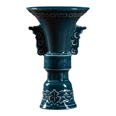 仿古觚杯酒樽 青瓷中式陶瓷酒杯, 1個, 仿古觚盃-藍100ml