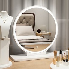 LED化妝鏡，三檔補光，觸控開關，三色亮度可調，高清晰鏡面，桌面台式化妝鏡, 燈【30CM公主白】,魔法鏡【照你的美】, 燈【30CM公主白】