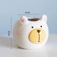 다육이 선인장 제품 동물 소품 화분 테라리움 인테리어 다육용기, 백자 큐티베어, 도자기, 1개, 4.흰색 도자기 귀여운 곰