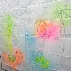 아트시트 쥬라기월드 색칠놀이 채색 물감 재사용가능 욕실 공부 미술