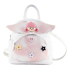 RETEN 여아용 화이트 퀼트 미니 백팩 - 3D 날개가 있는 귀여운 PU 가죽 유아용 만 3-8세 아동용 경량 여행용 데이팩 187431