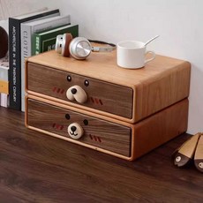 원목 수납함 책상 서랍 귀여운 사각 집들이 선물 우드, 1개, 강아지 서랍형 원목 수납함