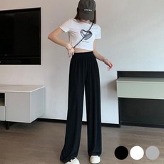 여성 와이드 밴딩 롱 팬츠 가잔라인 편안 데일리