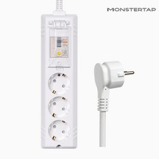 몬스터탭 국산 4000W 고용량 고전력 에어컨 건조기 세탁기 멀티탭 슬림플러그, 1개, 누전차단 3구 화이트, 1.5m