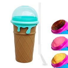 슬러시 메이커 만들기컵+스푼빨대 가정용, 브라운, 1개, 500ml