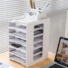 에이원스토어 데스크 A4 서류 정리 책상 수납함 세로형, 화이트, 7단
