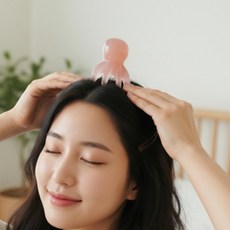 괄사 문어 두피 얼굴 경락 마사지, 핑크