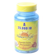 Nature's Life A 25000IU植物源β胡蘿蔔素素食膠囊, 1個, 100 件